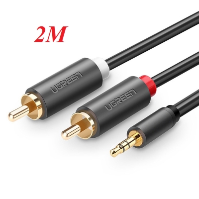 Ugreen 10510 2M màu Đen Cáp âm thanh 2 đầu Bông sen sang 3.5mm dương AV102