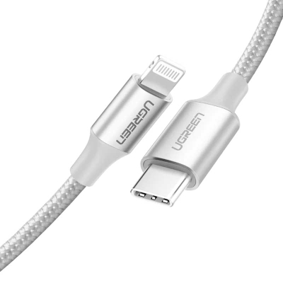 Dây chuyển đổi USB-C sang Lightning có chip MFi, dài 1M màu bạc Ugreen US304 (70523)