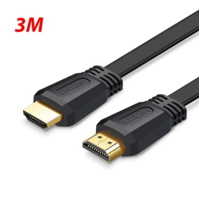 Dây HDMI 2.0 đồng 100%, 19+1 dẹt màu đen dài 3M Ugreen (50820)