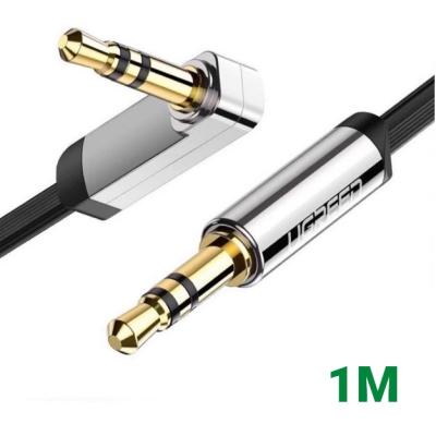 Ugreen 10597 1M màu Đen Cáp âm thanh 2 đầu 3.5mm dương đầu vuông góc mạ vàng AV119