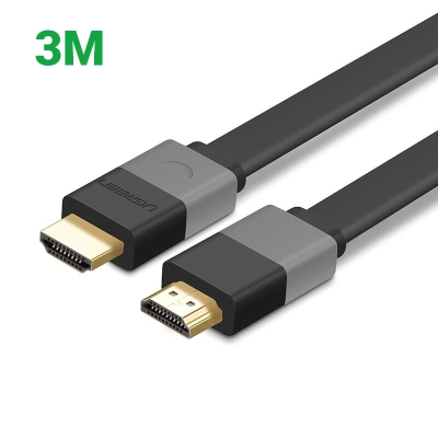 Ugreen 30111 3M màu Đen Cáp tín hiệu HDMI vỏ nhựa PVC cao cấp cáp dẹt HD120