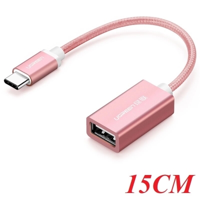 Ugreen 40327 15CM màu Hồng Cáp USB TypeC 2.0 OTG US203